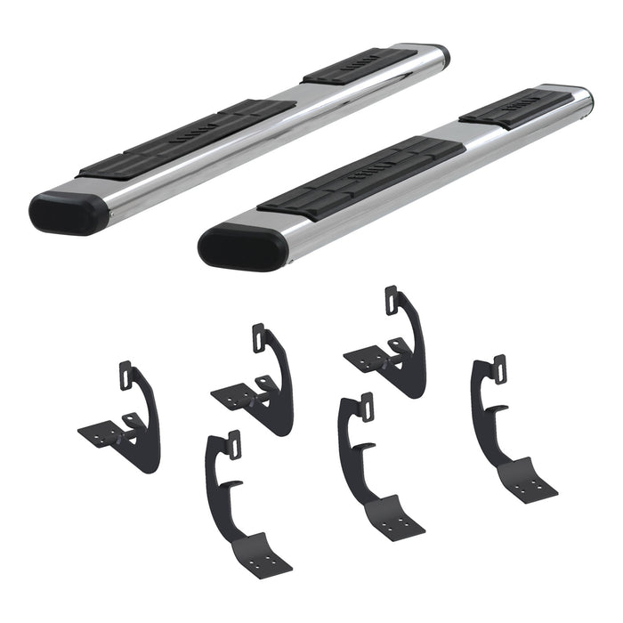 ARIES 4444002 6in. x 75in. Polish Stainless Oval Side Bars; Select Silverado; Tahoe; Sierra; Y - Truck Part Superstore