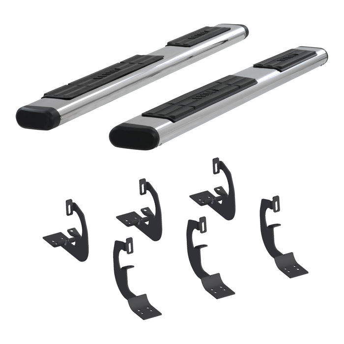ARIES 4444002 6in. x 75in. Polish Stainless Oval Side Bars; Select Silverado; Tahoe; Sierra; Y - Truck Part Superstore