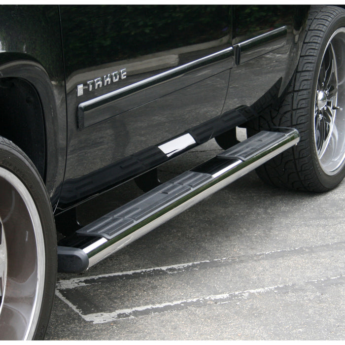 ARIES 4444002 6in. x 75in. Polish Stainless Oval Side Bars; Select Silverado; Tahoe; Sierra; Y - Truck Part Superstore