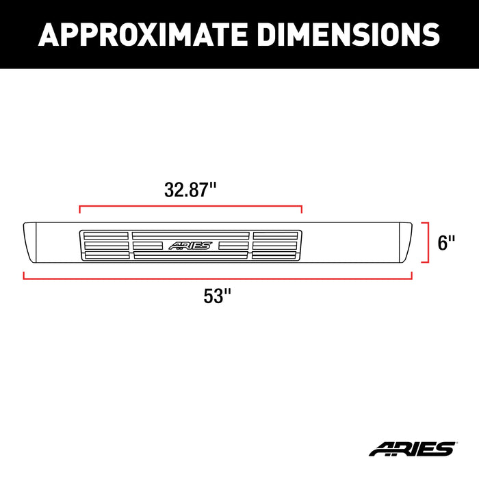 ARIES 4444017 6in. x 53in. Polished Stainless Oval Side Bars; Select Ford F-150 - Truck Part Superstore