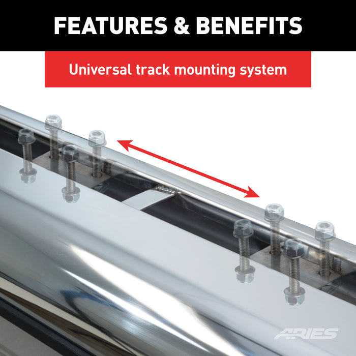 ARIES 4444017 6in. x 53in. Polished Stainless Oval Side Bars; Select Ford F-150 - Truck Part Superstore