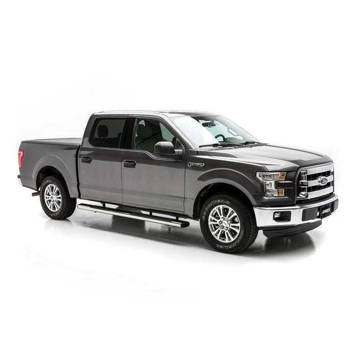 ARIES 4444023 6in. x 75in. Polished Stainless Oval Side Bars; Select Ford F-150; F-250 - Truck Part Superstore