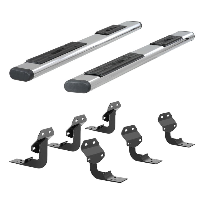 ARIES 4444027 6in. x 91in. Polished Stainless Oval Side Bars; Select Ford F-Series - Truck Part Superstore