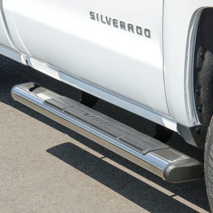 ARIES 4444040 6in. x 53in. Polished Stainless Oval Side Bars; Select Chevy Silverado; GMC Sier - Truck Part Superstore