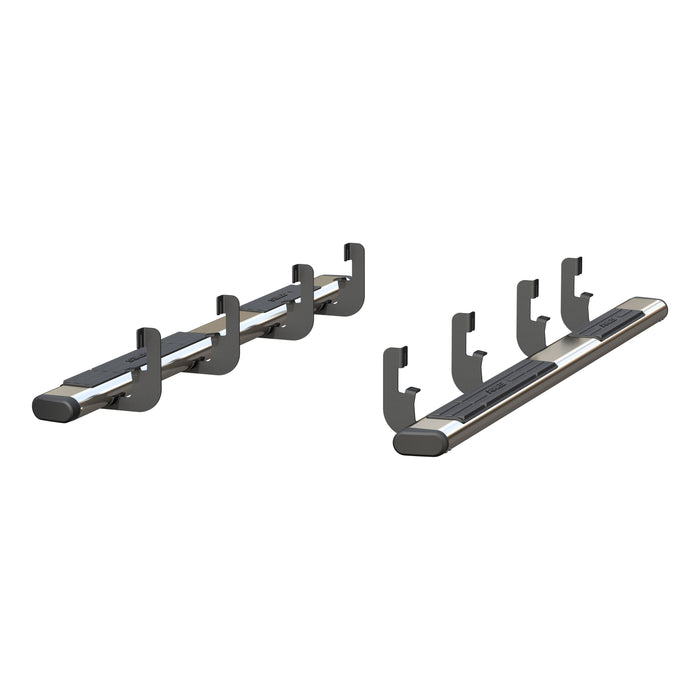 ARIES 4444049 6in. x 91in. Polished Stainless Oval Side Bars; Select Silverado; Sierra; Crew C - Truck Part Superstore