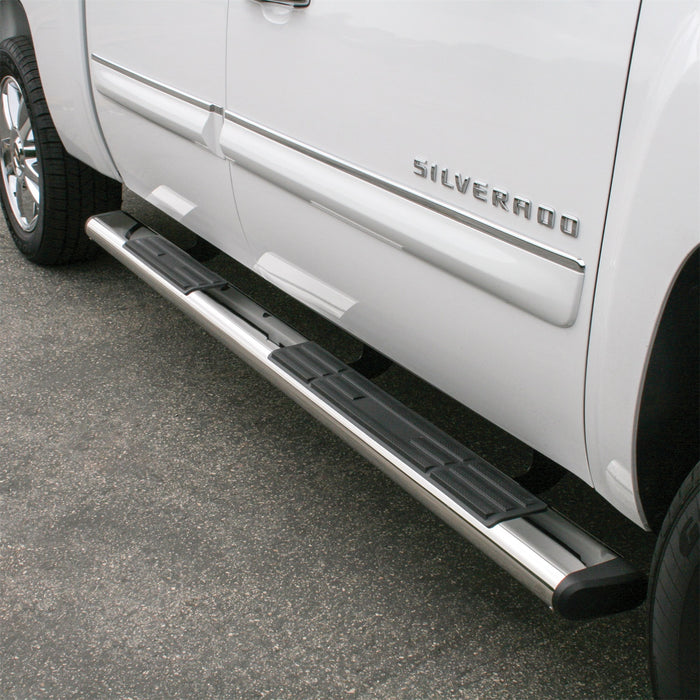 ARIES 4444049 6in. x 91in. Polished Stainless Oval Side Bars; Select Silverado; Sierra; Crew C - Truck Part Superstore