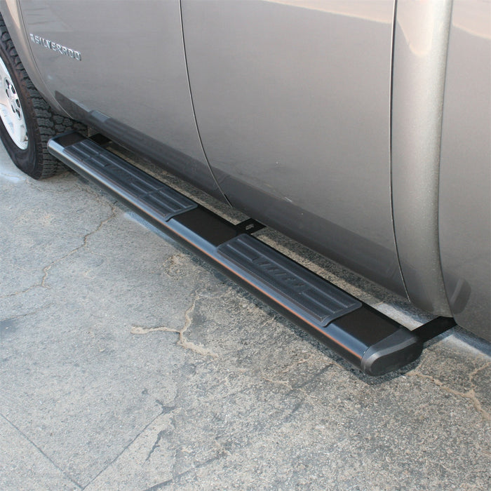 ARIES 4445001 6in. x 75in. Black Aluminum Oval Side Bars; Select Silverado; Sierra - Truck Part Superstore