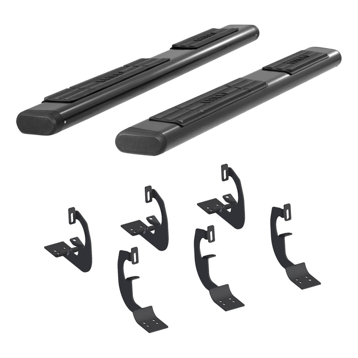 ARIES 4445002 6in. x 75in. Black Aluminum Oval Side Bars; Select Silverado; Tahoe; Sierra; Yuk - Truck Part Superstore