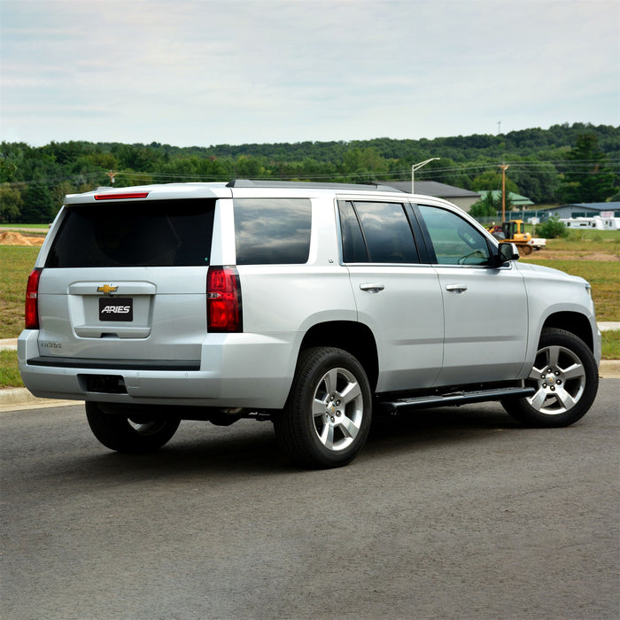 ARIES 4445002 6in. x 75in. Black Aluminum Oval Side Bars; Select Silverado; Tahoe; Sierra; Yuk - Truck Part Superstore
