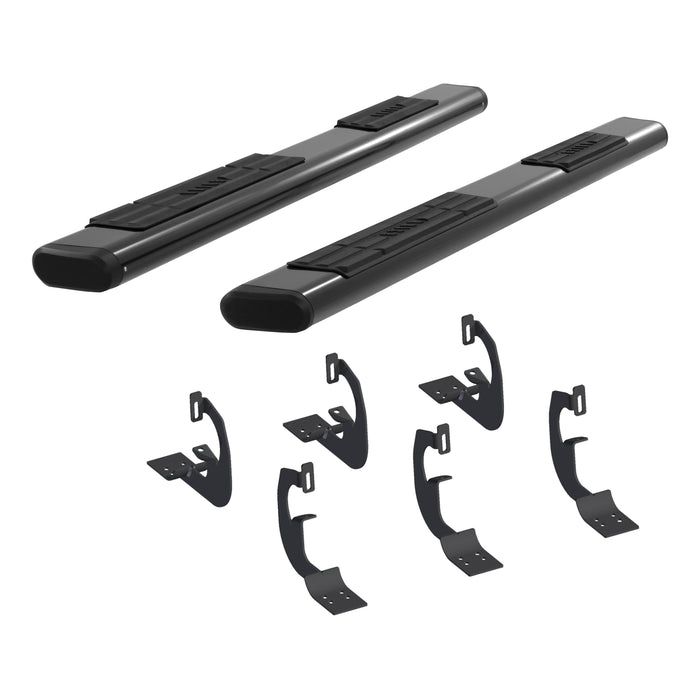 ARIES 4445003 6in. x 91in. Black Aluminum Oval Side Bars; Select Chevrolet; GMC - Truck Part Superstore