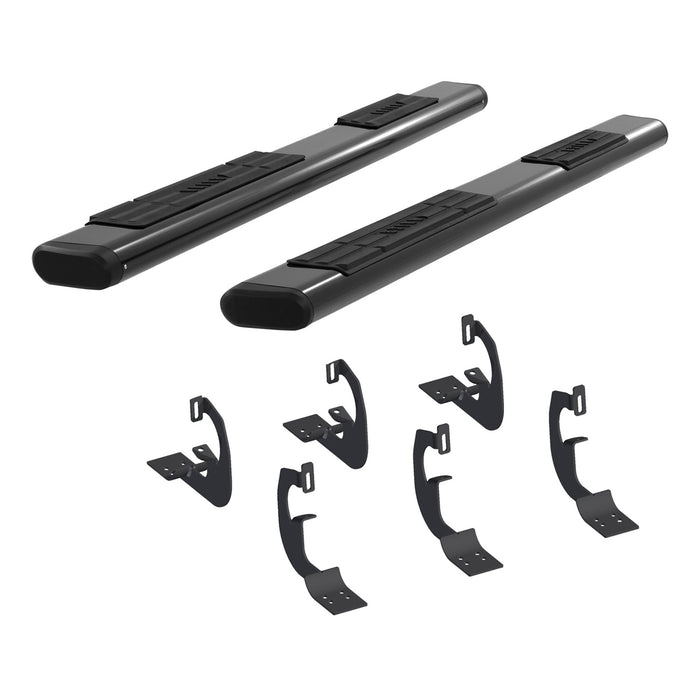 ARIES 4445026 6in. x 91in. Black Aluminum Oval Side Bars; Select Ford F-250; F-350; F-450; F-5 - Truck Part Superstore