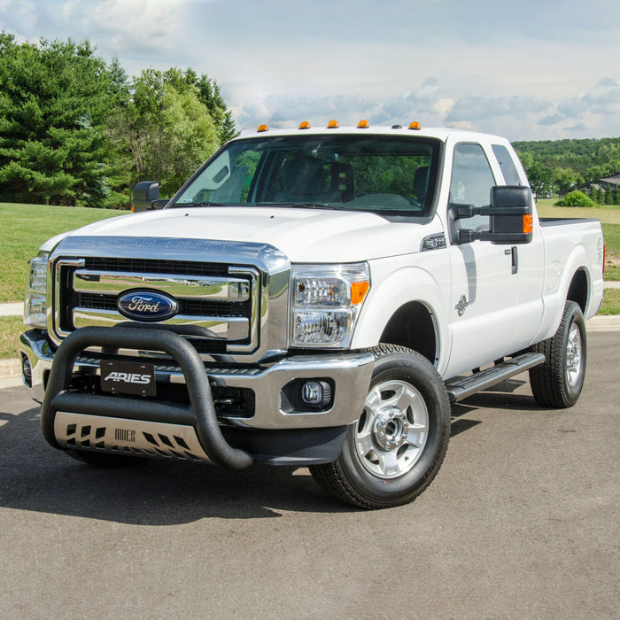 ARIES 4445027 6in. x 91in. Black Aluminum Oval Side Bars; Select Ford F-Series - Truck Part Superstore