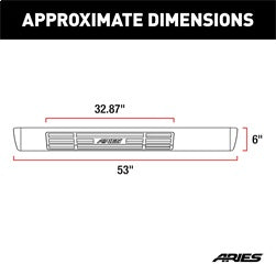 ARIES 4445040 6in. x 53in. Black Aluminum Oval Side Bars; Select Chevrolet Silverado; GMC Sier - Truck Part Superstore