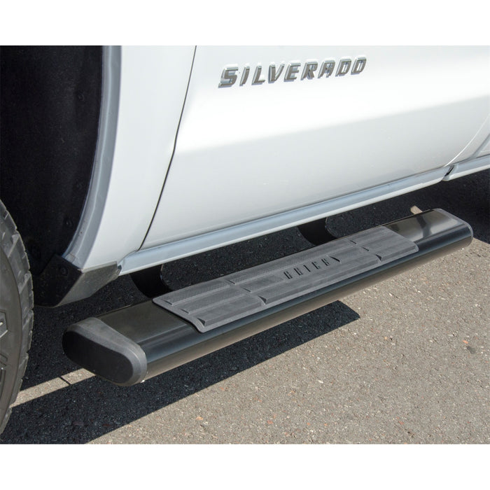 ARIES 4445040 6in. x 53in. Black Aluminum Oval Side Bars; Select Chevrolet Silverado; GMC Sier - Truck Part Superstore