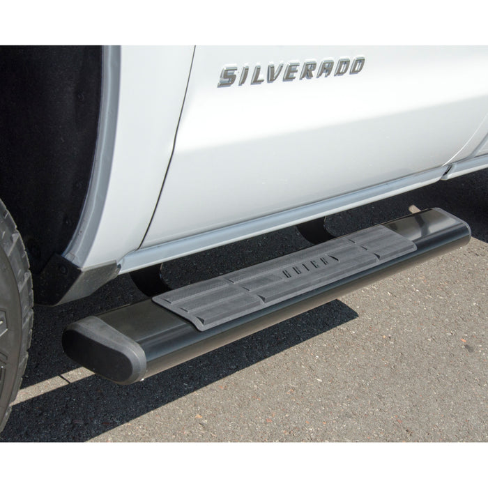 ARIES 4445040 6in. x 53in. Black Aluminum Oval Side Bars; Select Chevrolet Silverado; GMC Sier - Truck Part Superstore