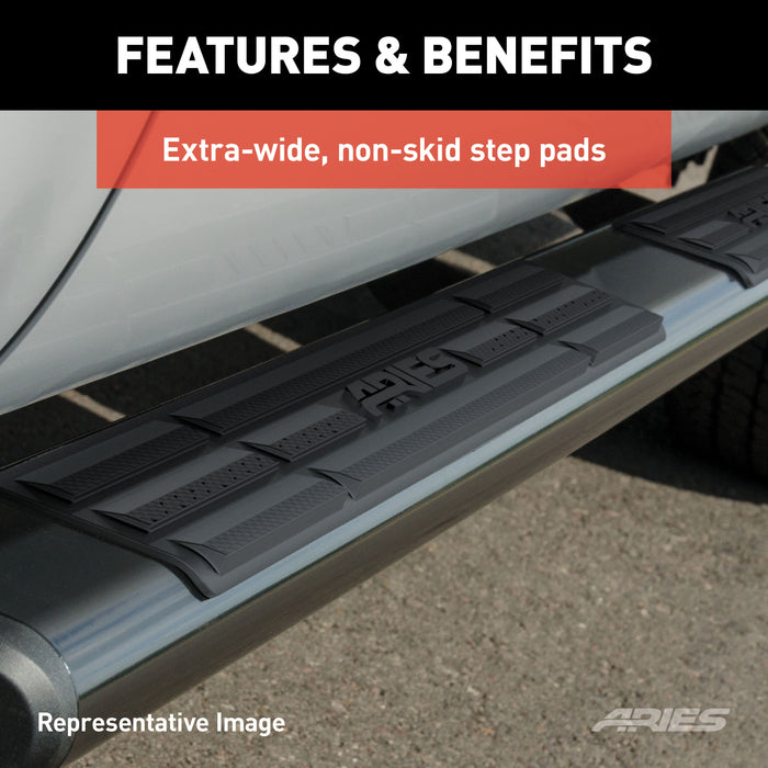 ARIES 4445046 6in. x 91in. Black Aluminum Oval Side Bars; Select Dodge; Ram 2500; 3500 - Truck Part Superstore