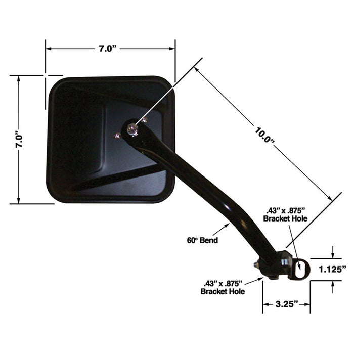Cipa USA 44701 OE Replacement Mirror; RH(Passenger) Side; Manual Mirrors; Flat Glass; Black; - Truck Part Superstore