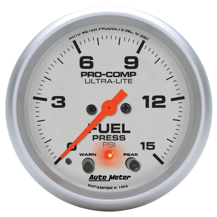 AutoMeter 4470 GAUGE; FUEL PRESS; 2 5/8in.; 15PSI; DIGITAL STEPPER MOTOR W/PK/WRN; ULTRA-LITE - Truck Part Superstore