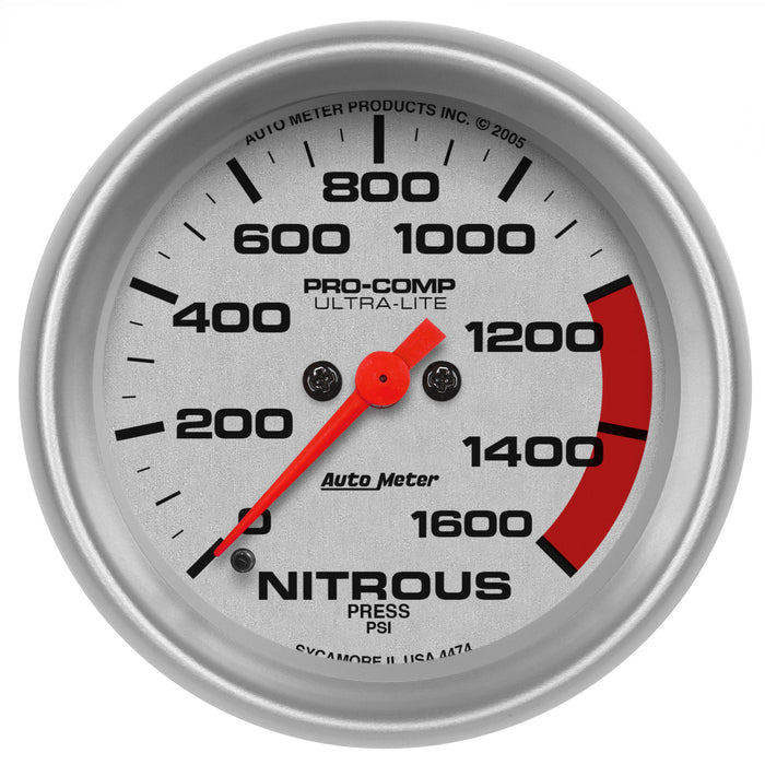 AutoMeter 4474 GAUGE; NITROUS PRESS; 2 5/8in.; 1600PSI; DIGITAL STEPPER MOTOR; ULTRA-LITE - Truck Part Superstore