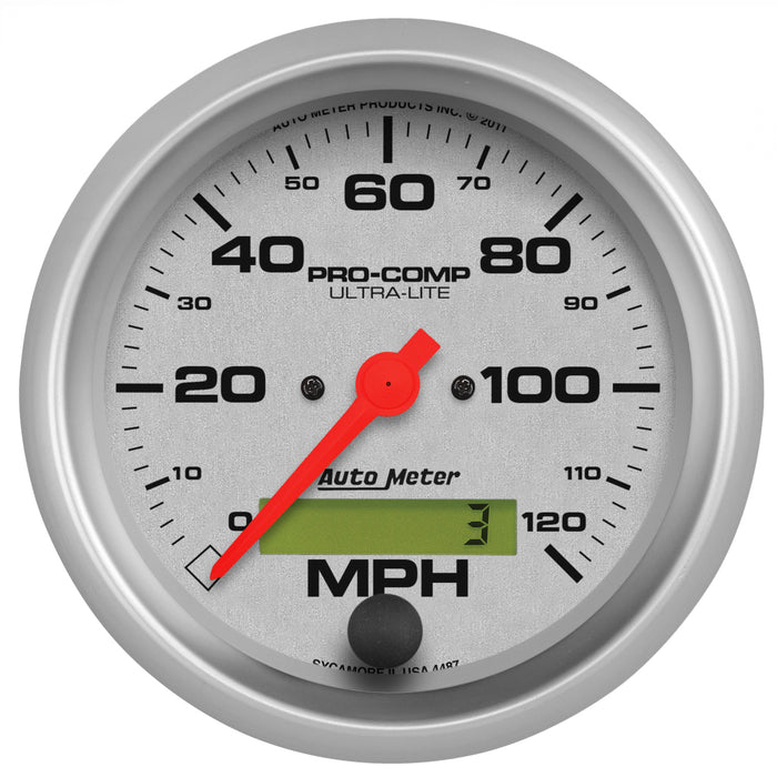 AutoMeter 4487 GAUGE; SPEEDO; 3 3/8in.; 120MPH; ELEC. PROGRAM W/LCD ODO; ULTRA-LITE - Truck Part Superstore