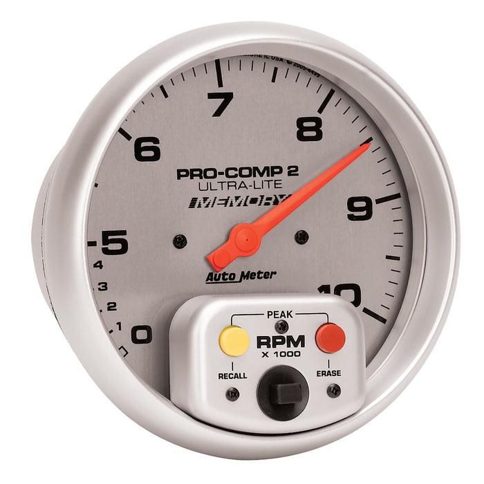 AutoMeter 4499 GAUGE; TACH; 5in.; 10K RPM; IN-DASH; DUAL RANGE W/PEAK MEMORY; ULTRA-LITE - Truck Part Superstore
