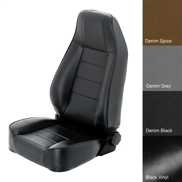 Smittybilt 45001 Front Seat Factory Style Replacement W/ Recliner 76-16 Wrangler CJ/YJ/TJ/LJ/JK Vinyl Black Smittybilt - Truck Part Superstore