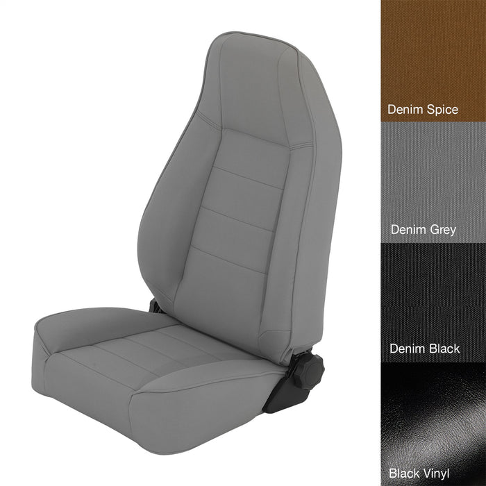 Smittybilt 45011 Front Seat Factory Style Replacement W/ Recliner 76-16 Wrangler CJ/YJ/TJ/LJ/JK Denim Gray Smittybilt - Truck Part Superstore