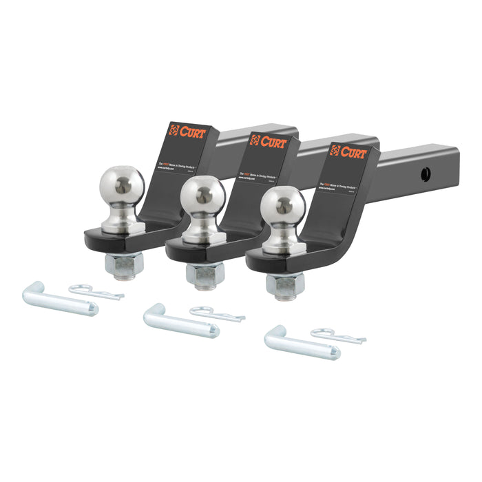 CURT 45057 Loaded Ball Mounts with 2in. Balls (2in. Shank; 7;500 lbs.; 4in. Drop; 3-Pack) - Truck Part Superstore