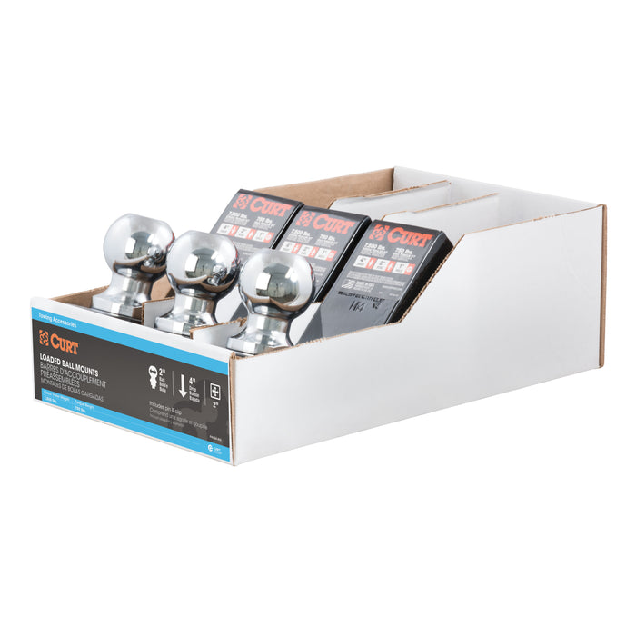 CURT 45057 Loaded Ball Mounts with 2in. Balls (2in. Shank; 7;500 lbs.; 4in. Drop; 3-Pack) - Truck Part Superstore