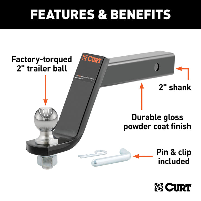 CURT 45064 Loaded Ball Mount with 2in. Ball (2in. Shank; 7;500 lbs.; 6in. Drop) - Truck Part Superstore