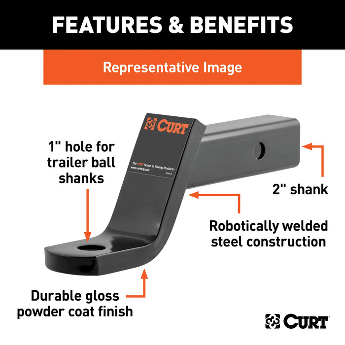 CURT 45080 Class 3 Ball Mount (2in. Shank; 7;500 lbs.; 6in. Drop; 12-1/4in. Long) - Truck Part Superstore