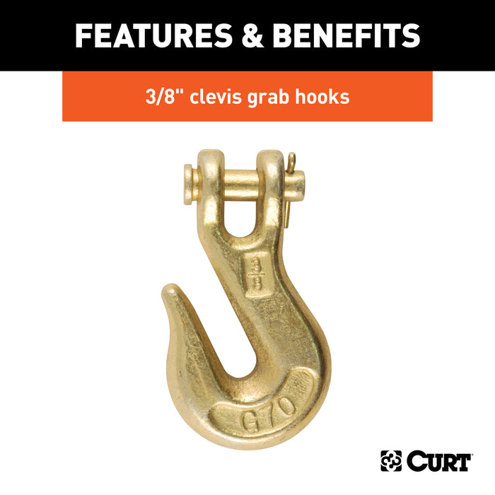 CURT 80310 16ft. Transport Binder Safety Chain with 2 Clevis Hooks (26;400 lbs; Yellow Zinc - Truck Part Superstore