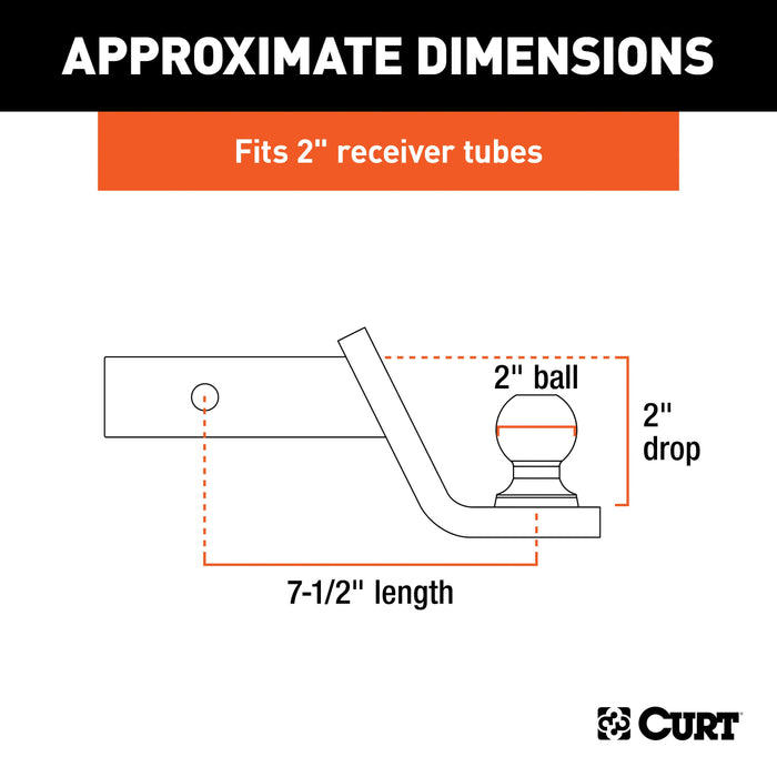 CURT 45134 Fusion Ball Mount with 2in. Ball (2in. Shank; 7;500 lbs.; 2in. Drop) - Truck Part Superstore