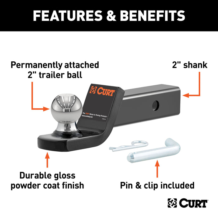 CURT 45134 Fusion Ball Mount with 2in. Ball (2in. Shank; 7;500 lbs.; 2in. Drop) - Truck Part Superstore
