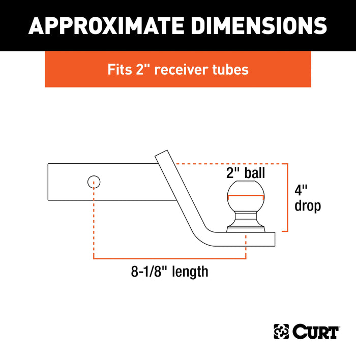 CURT 45154 Fusion Ball Mount with 2in. Ball (2in. Shank; 7;500 lbs.; 4in. Drop) - Truck Part Superstore