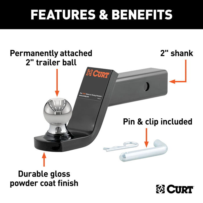 CURT 45154 Fusion Ball Mount with 2in. Ball (2in. Shank; 7;500 lbs.; 4in. Drop) - Truck Part Superstore