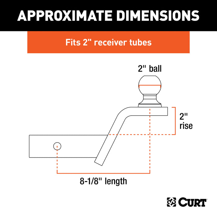 CURT 45155 Fusion Ball Mount with 2in. Ball (2in. Shank; 7;500 lbs.; 2in. Rise) - Truck Part Superstore