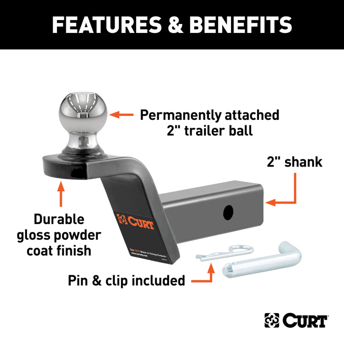 CURT 45155 Fusion Ball Mount with 2in. Ball (2in. Shank; 7;500 lbs.; 2in. Rise) - Truck Part Superstore