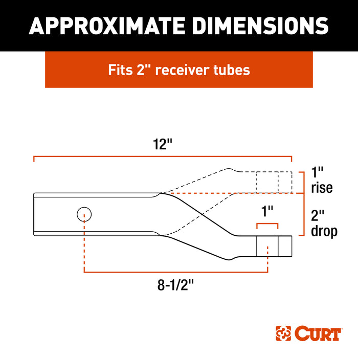 CURT 45360 Aluminum Ball Mount (2in. Shank; 8;000 lbs; 2in. Drop; 8-1/2in. Long) - Truck Part Superstore