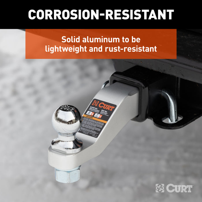 CURT 45360 Aluminum Ball Mount (2in. Shank; 8;000 lbs; 2in. Drop; 8-1/2in. Long) - Truck Part Superstore