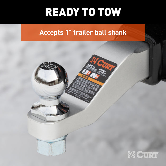 CURT 45360 Aluminum Ball Mount (2in. Shank; 8;000 lbs; 2in. Drop; 8-1/2in. Long) - Truck Part Superstore
