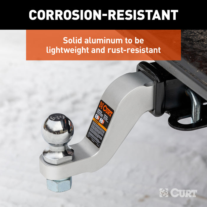 CURT 45361 Aluminum Ball Mount (2in. Shank; 8;000 lbs; 4in. Drop; 8-1/2in. Long) - Truck Part Superstore