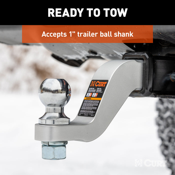 CURT 45361 Aluminum Ball Mount (2in. Shank; 8;000 lbs; 4in. Drop; 8-1/2in. Long) - Truck Part Superstore