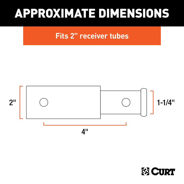CURT 45770 Receiver Tube Adapter (2in. to 1-1/4in. Shank; 3;500 lbs. GTW; 4in. Length) - Truck Part Superstore
