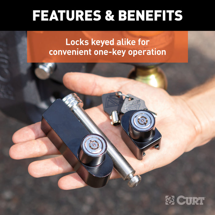 CURT 45932 CURT 45932 Rebellion XD Tongue and Hitch Lock Set; 2 or 2-1/2-Inch Receiver - Truck Part Superstore