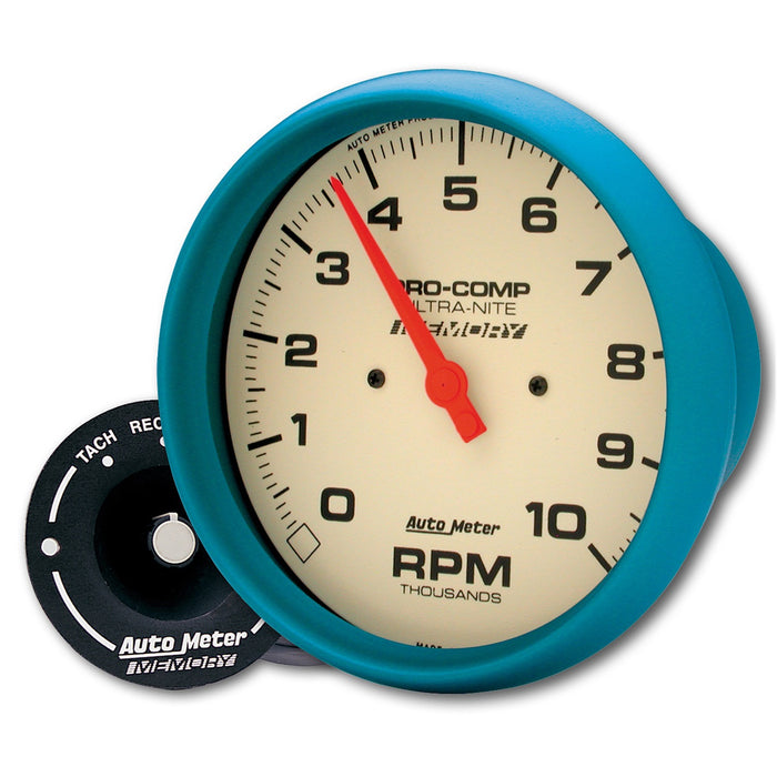 AutoMeter 4594 GAUGE; TACH; 5in.; 10K RPM; IN-DASH; W/PEAK MEMORY; GLOW IN DARK; ULTRA-NITE - Truck Part Superstore