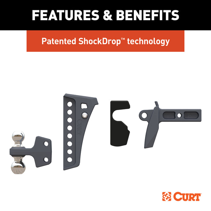 CURT 45951 Rebellion XD Adjustable Cushion Hitch (2in. Shank; 2in.; 2-5/16in. Balls; 15K) - Truck Part Superstore
