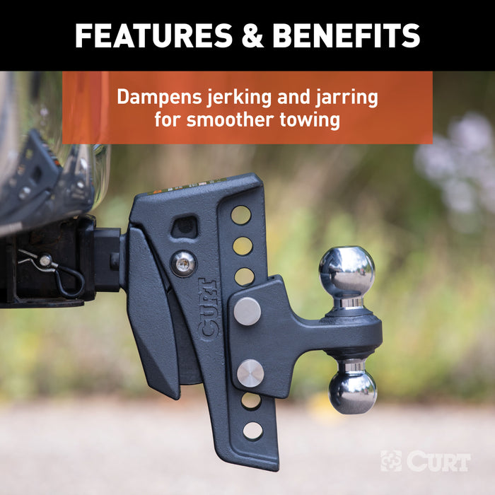 CURT 45951 Rebellion XD Adjustable Cushion Hitch (2in. Shank; 2in.; 2-5/16in. Balls; 15K) - Truck Part Superstore
