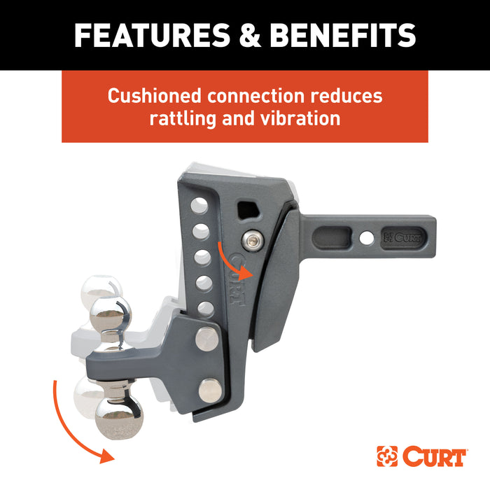 CURT 45951 Rebellion XD Adjustable Cushion Hitch (2in. Shank; 2in.; 2-5/16in. Balls; 15K) - Truck Part Superstore