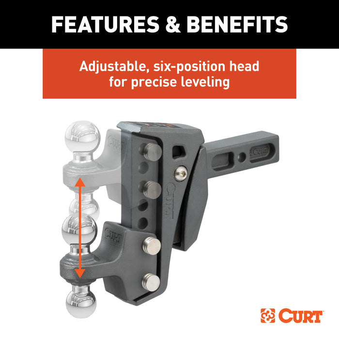 CURT 45951 Rebellion XD Adjustable Cushion Hitch (2in. Shank; 2in.; 2-5/16in. Balls; 15K) - Truck Part Superstore